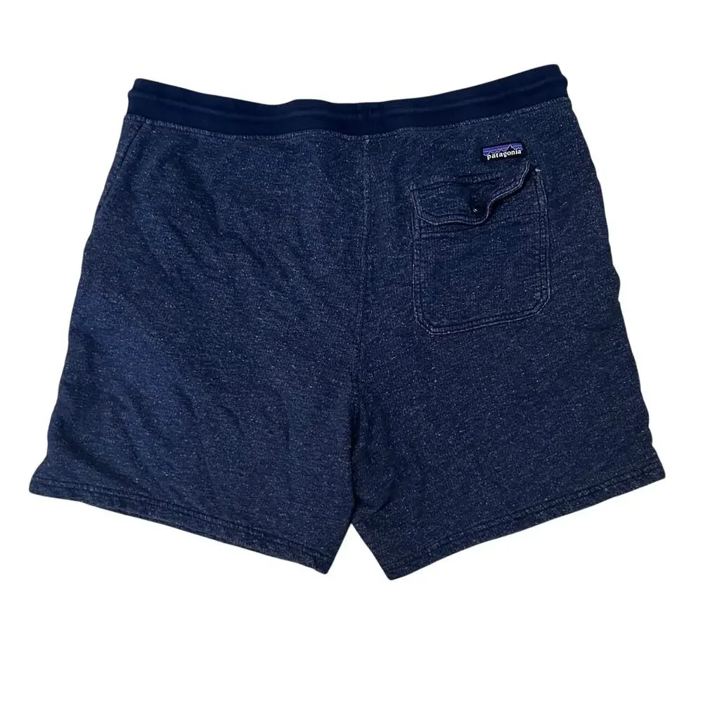 Patagonia Heather Blue Organic Cotton Blend Drawstring Athletic Shorts Mens XL